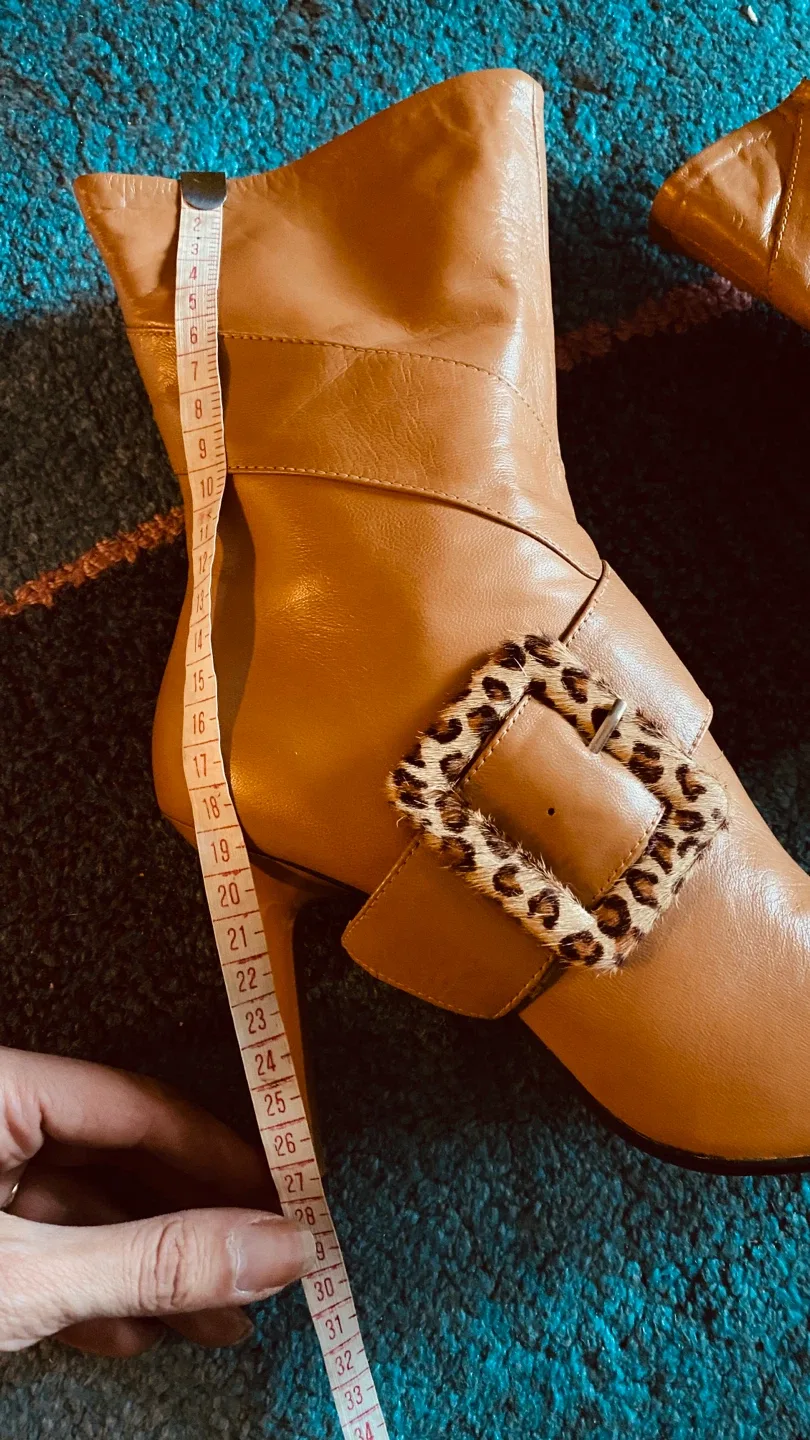 Brown Leather Ankle Boots with Leopard Buckle image indicator(4)