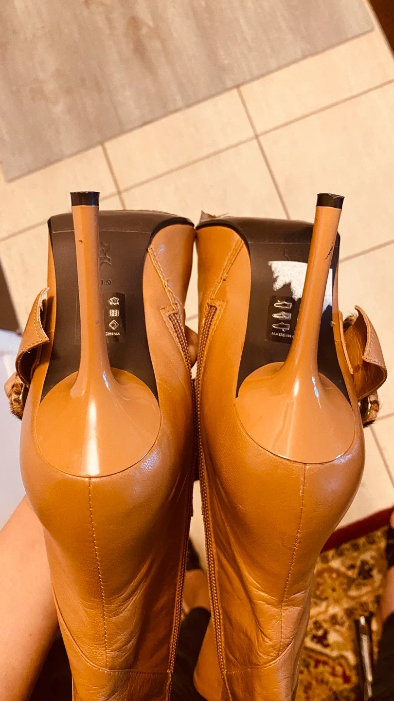 Brown Leather Ankle Boots with Leopard Buckle image indicator(3)