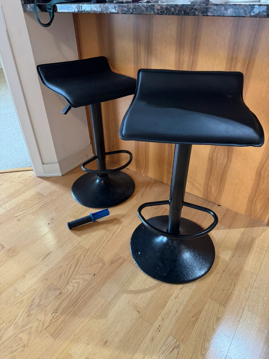 Set of 2 Black Adjustable Bar Stools