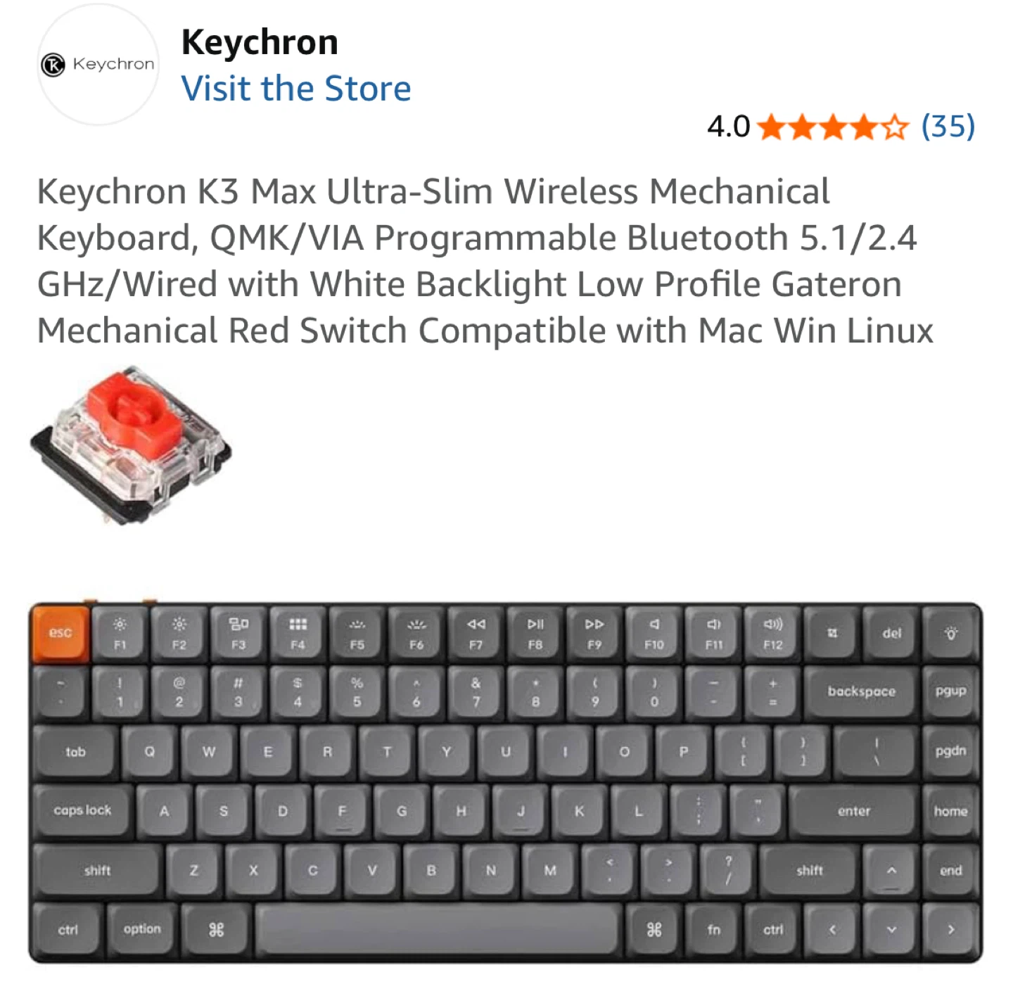 Keychron K3 Max Ultra-Slim Wireless Mechanical Keyboard - photo 2