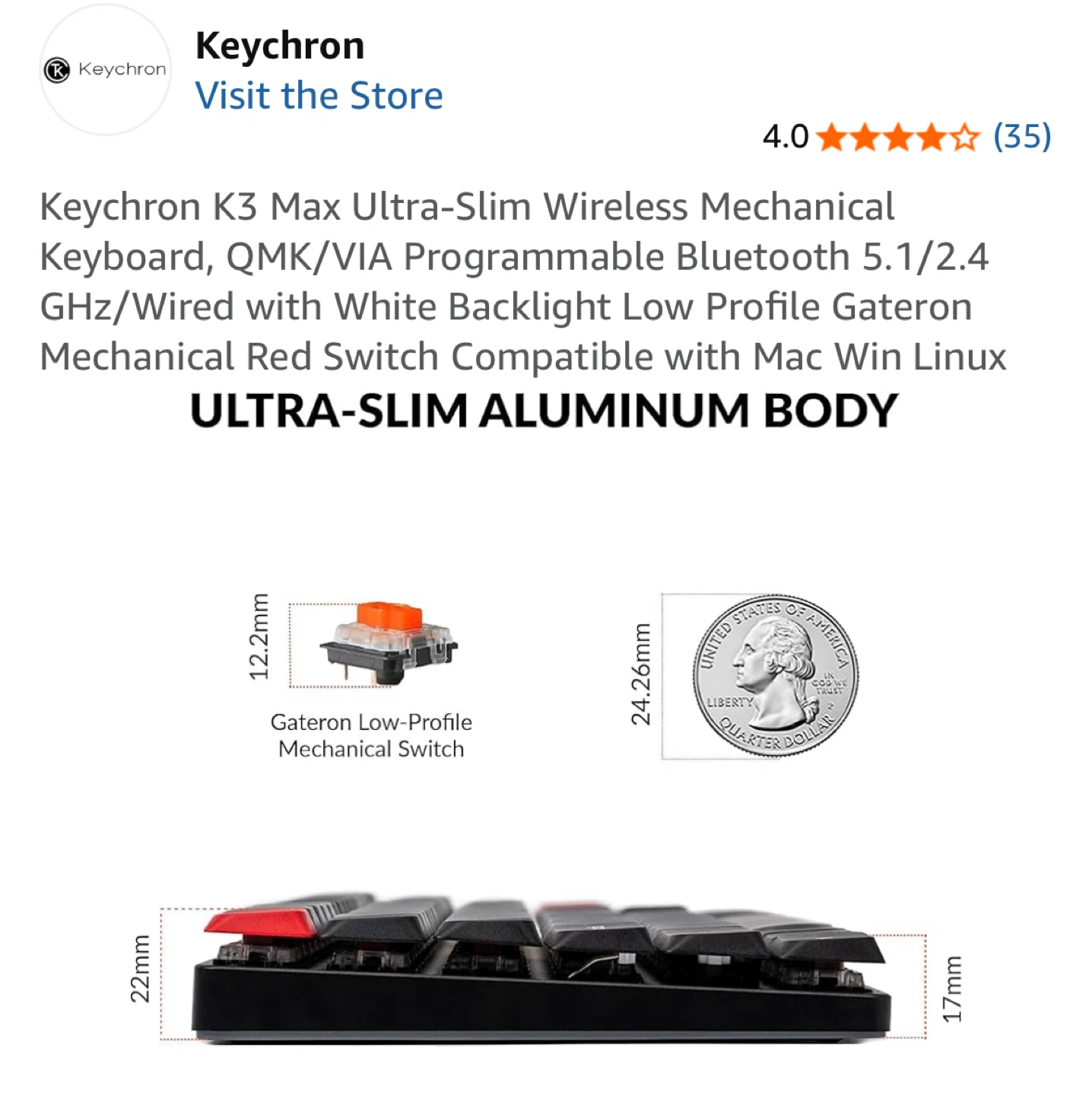 Keychron K3 Max Ultra-Slim Wireless Mechanical Keyboard - photo 4