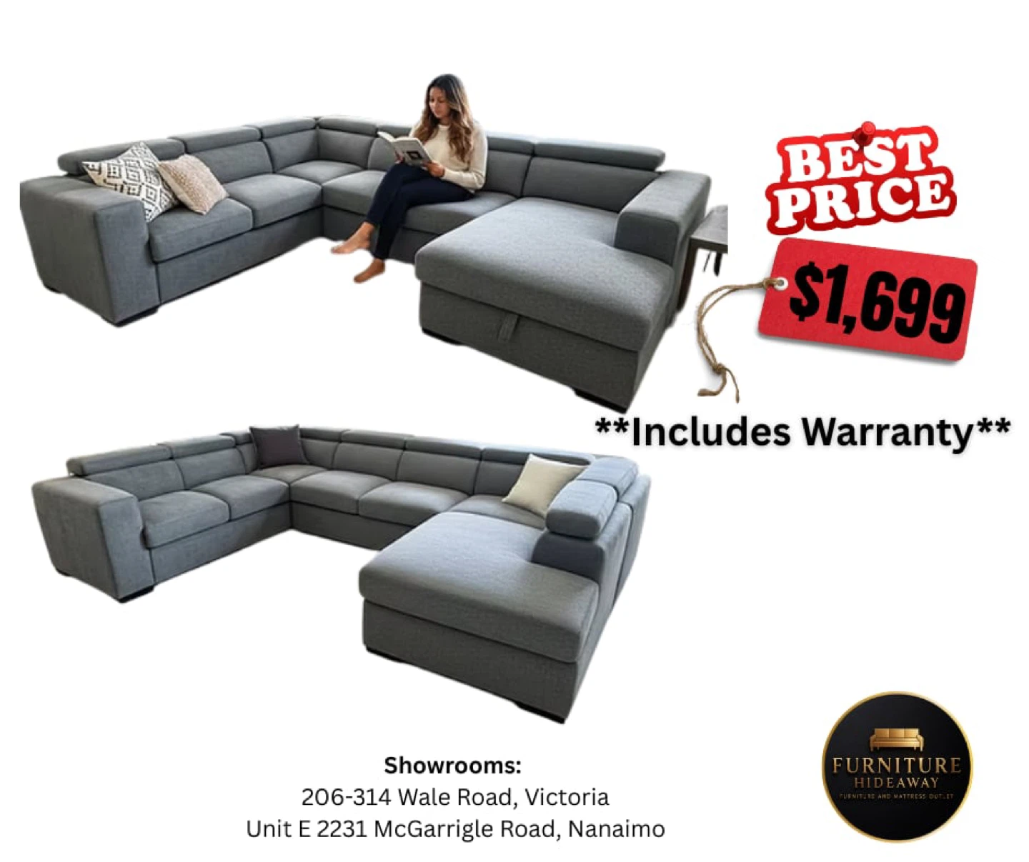 Large Queen Size Sectional Sleeper Sofa— ON SALE NOW‼️