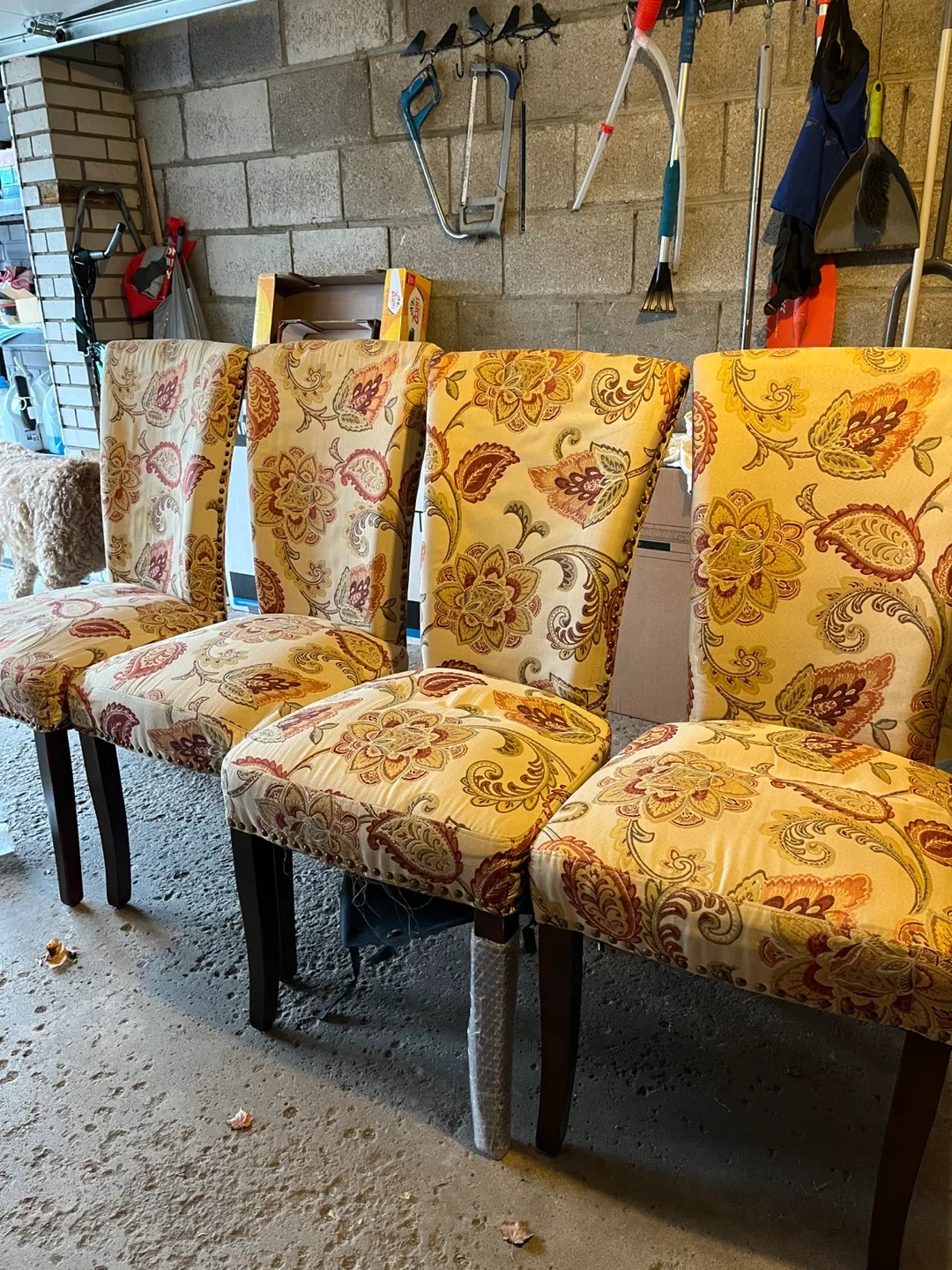 Set of 4 Floral Upholstered Dining Chairs image indicator(2)