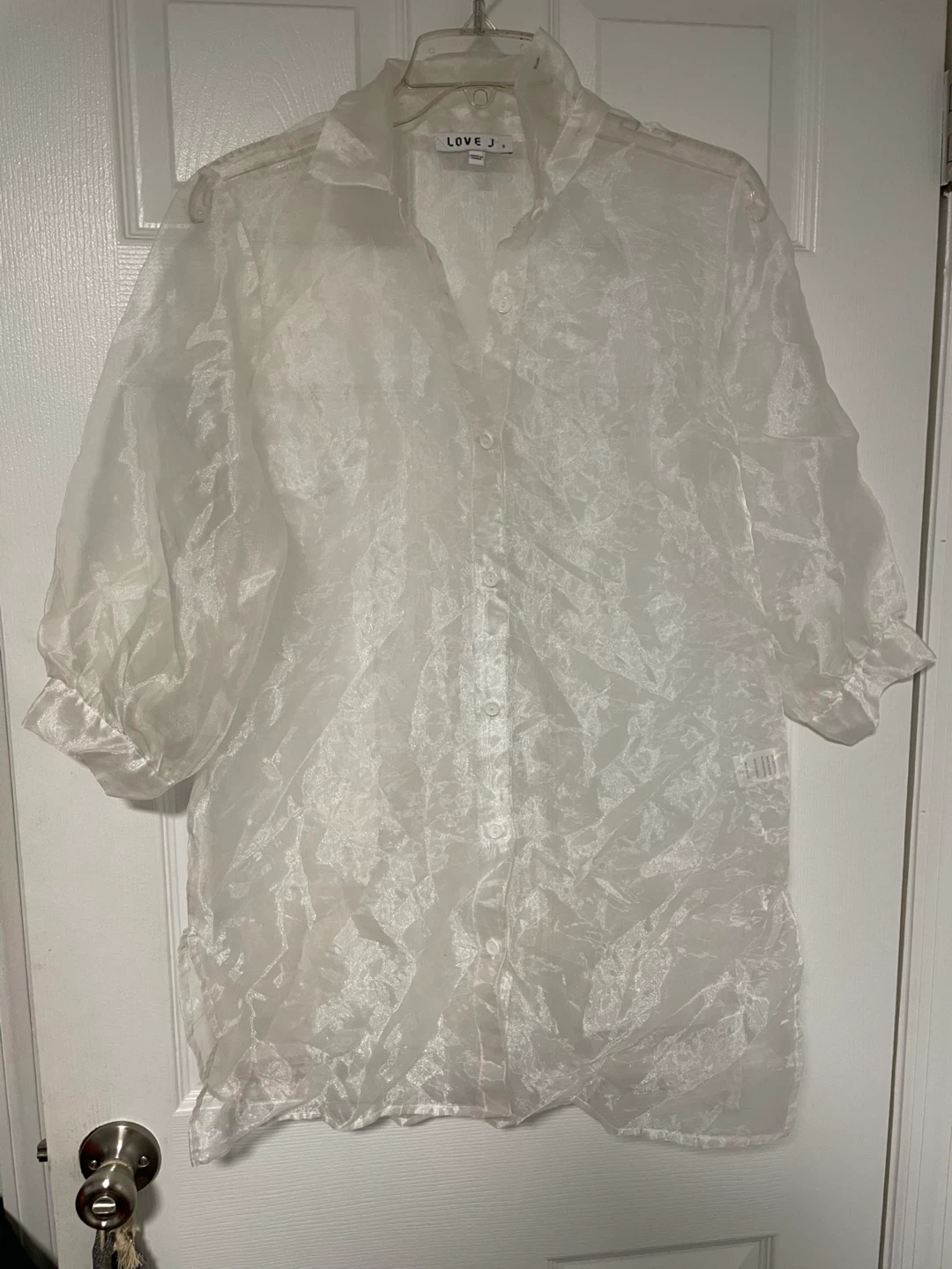 LOVE J. White Sheer Blouse - Size S - photo 2