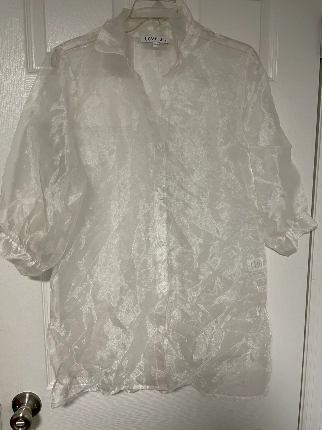 LOVE J. White Sheer Blouse - Size S