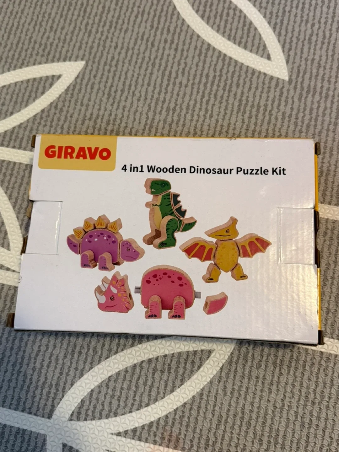GIRAVO 4 in 1 Wooden Dinosaur Puzzle Kit, New image indicator(3)