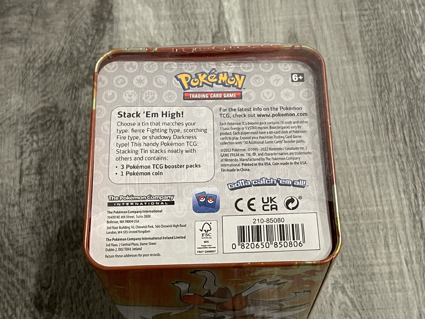 Pokémon 2023 Stacking Tins Bundle (Fighting, Fire, Darkness) - photo 2