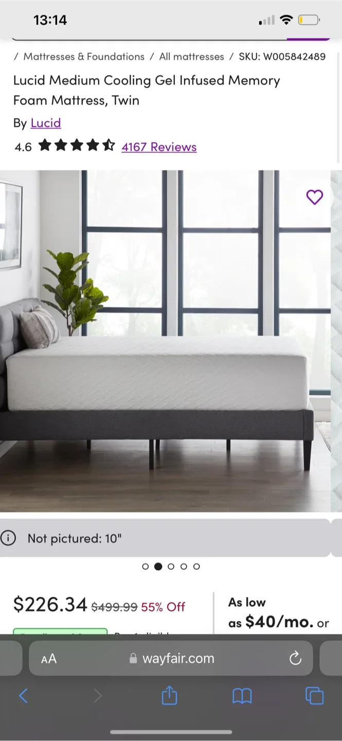 Lucid Memory Foam Mattress Twin( Moving Out) image indicator(8)