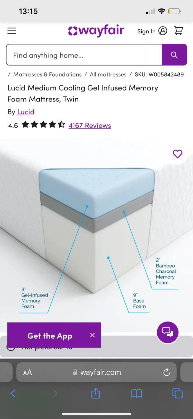 Lucid Memory Foam Mattress Twin( Moving Out) image indicator(9)