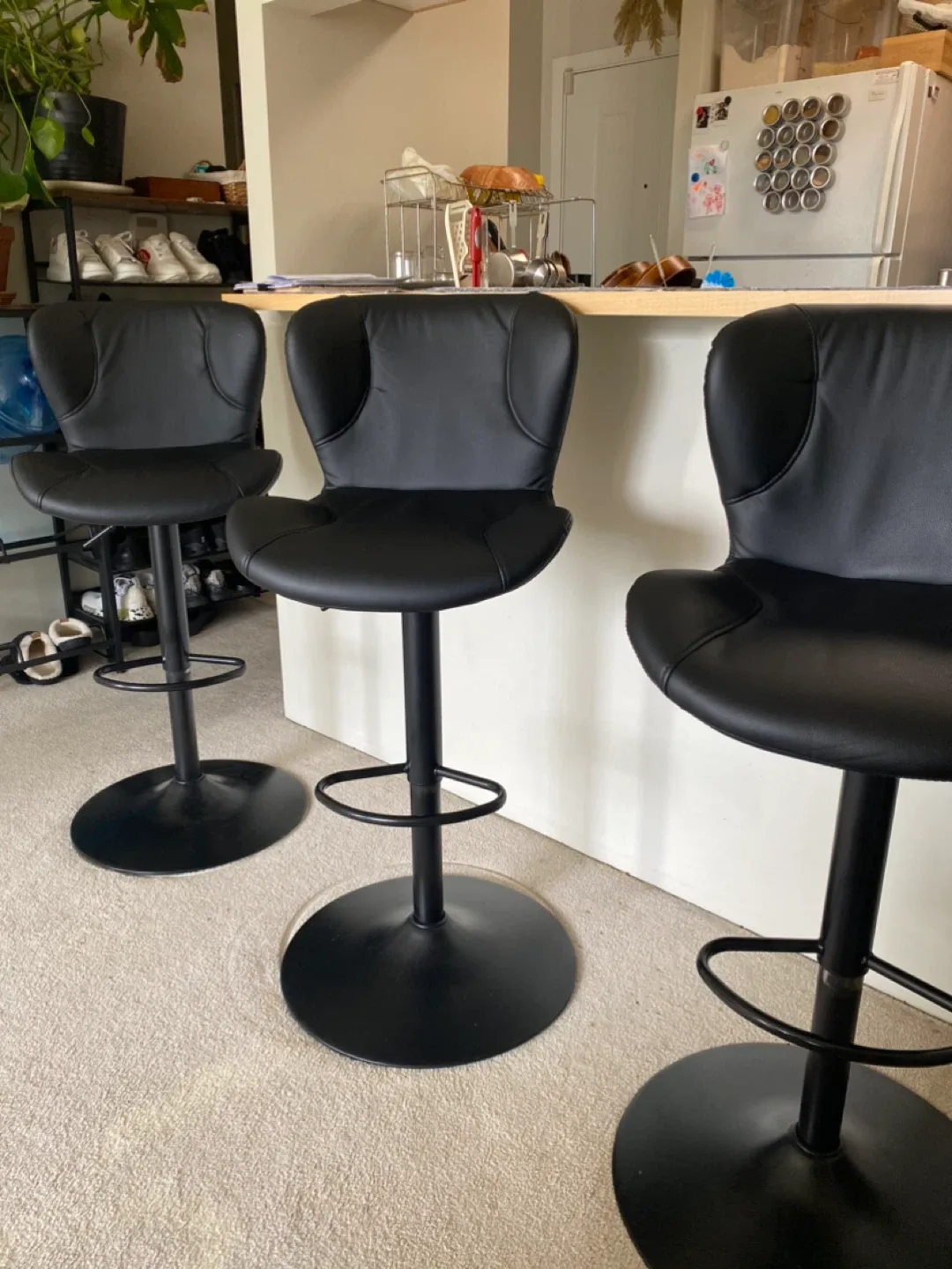 Adjustable Black Bar Stools (Set of 3) thumbnail