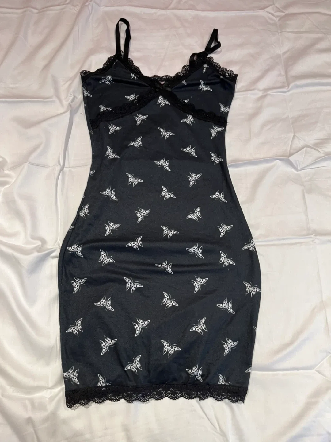 H&M Divided Black Butterfly Dress - Size XS
