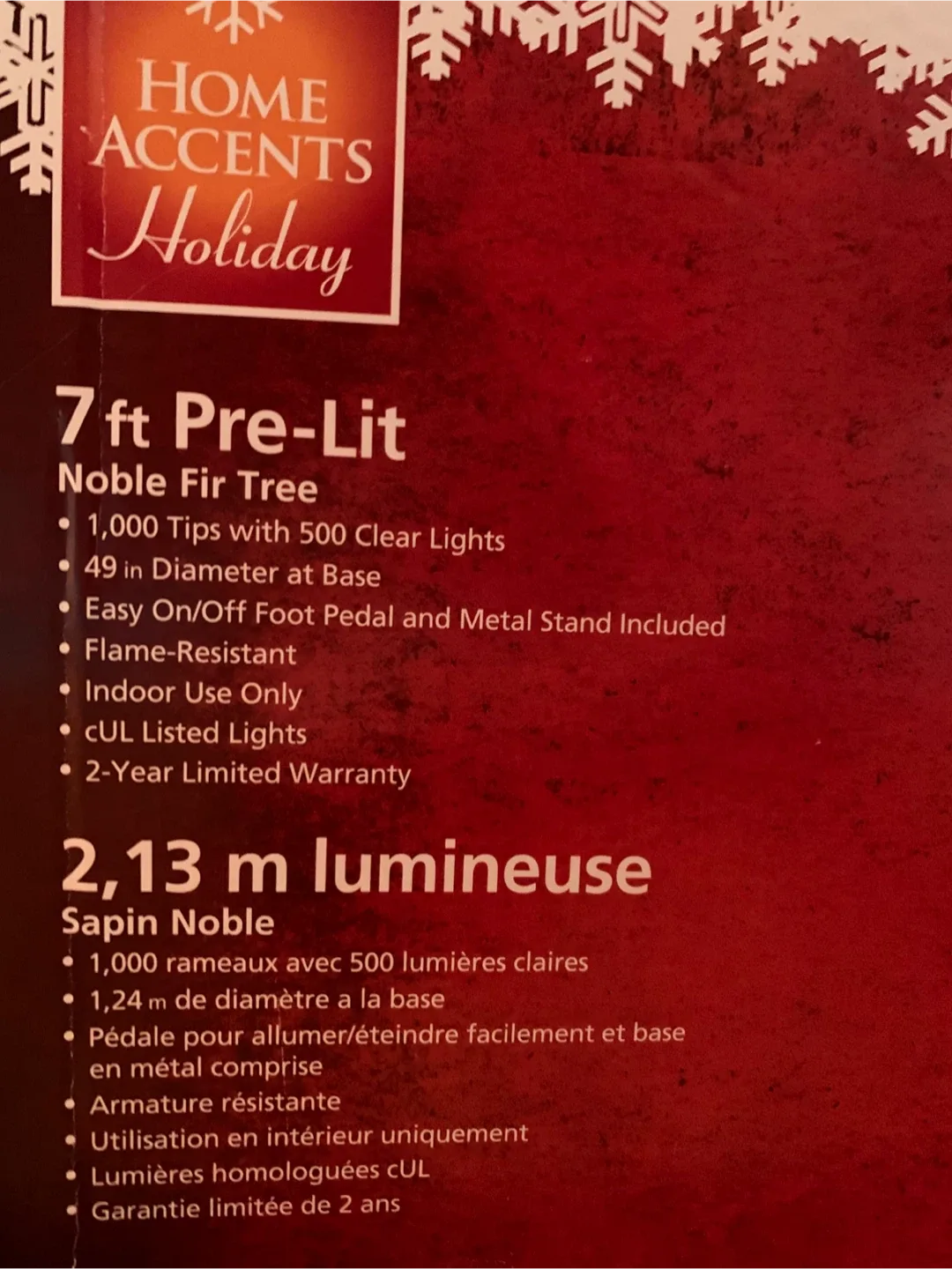 USED Home Accents 7 ft. Pre-Lit Noble Fir Christmas Tree image indicator(2)