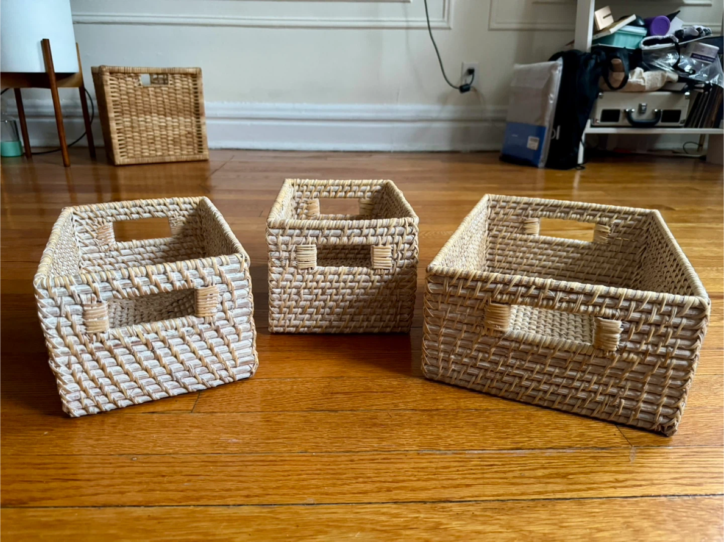3 Rattan Storage Baskets - Like New! - photo 2