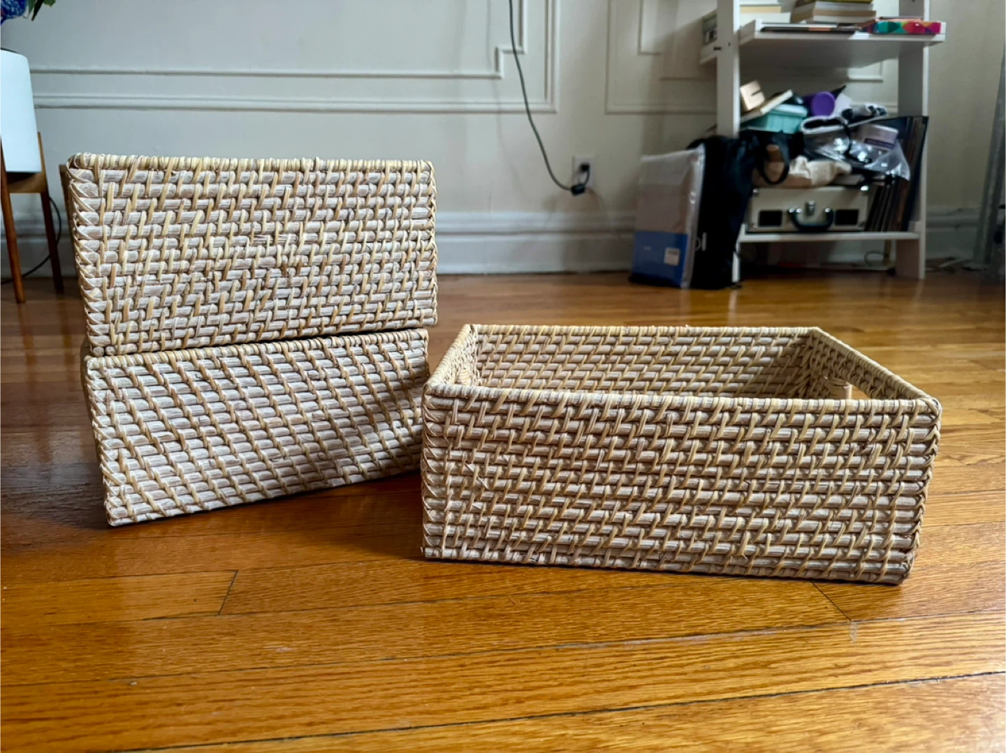 3 Rattan Storage Baskets - Like New! - photo 3