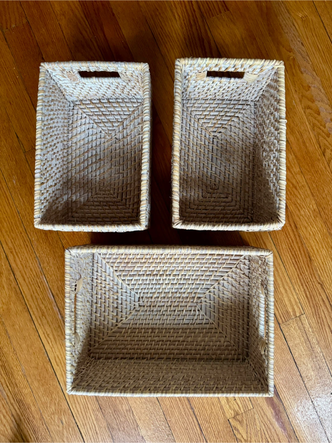 3 Rattan Storage Baskets - Like New!