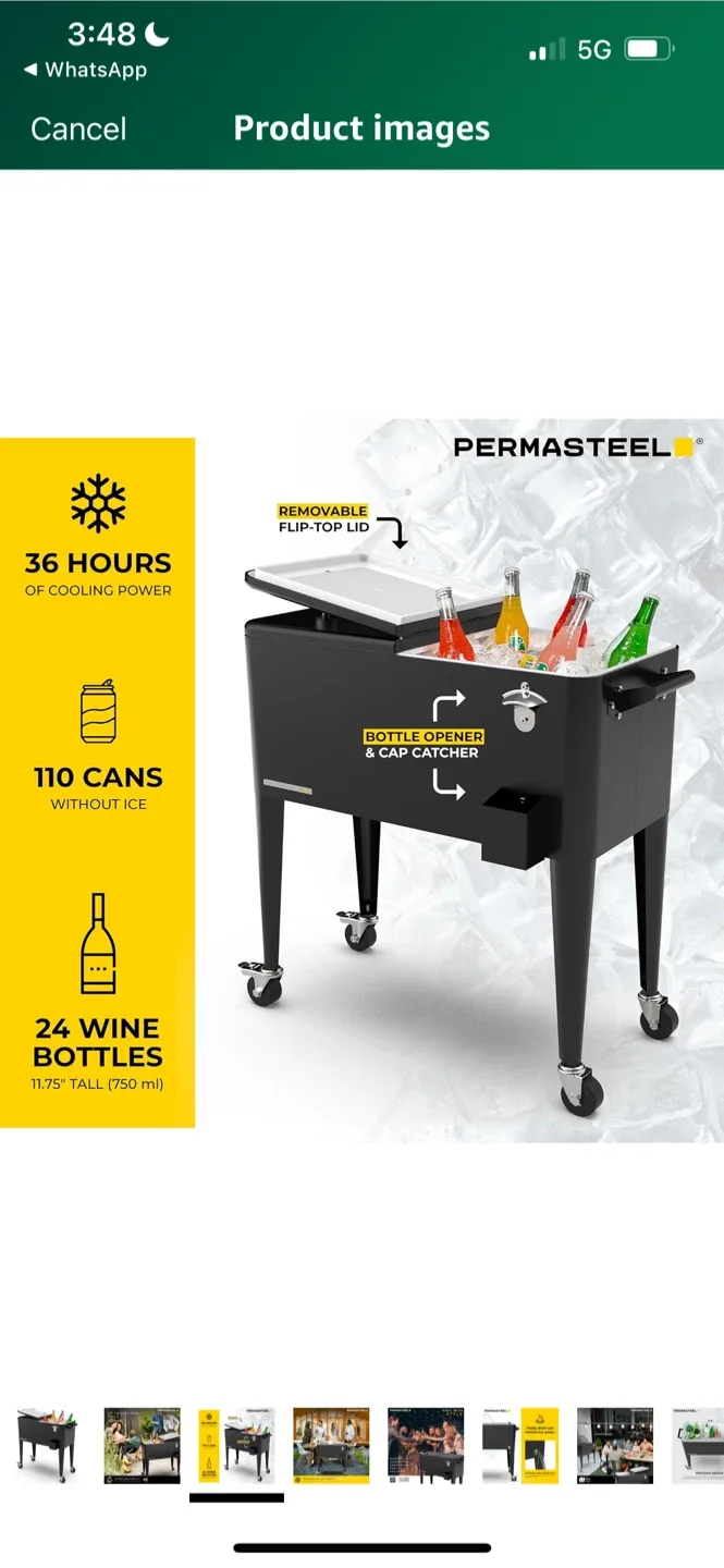 New PERMASTEEL Rolling Party Cooler image indicator(3)