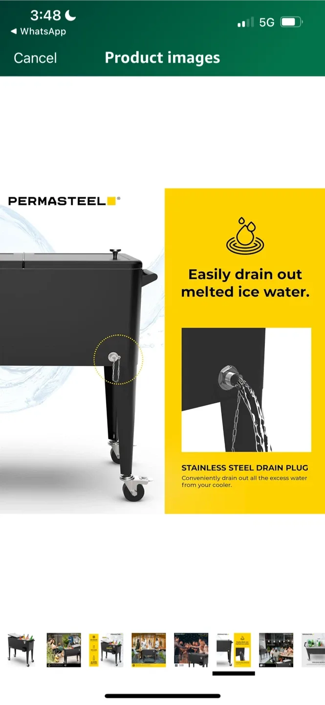 New PERMASTEEL Rolling Party Cooler image indicator(6)