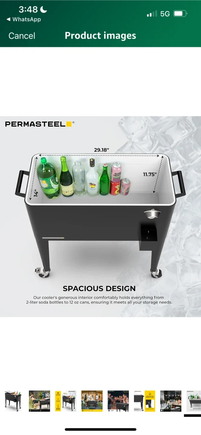 New PERMASTEEL Rolling Party Cooler image indicator(8)