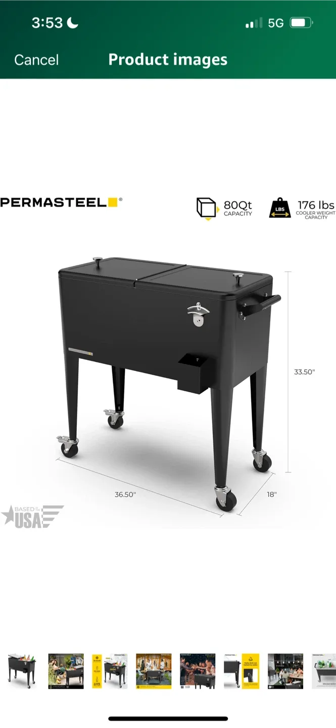 New PERMASTEEL Rolling Party Cooler image indicator(10)