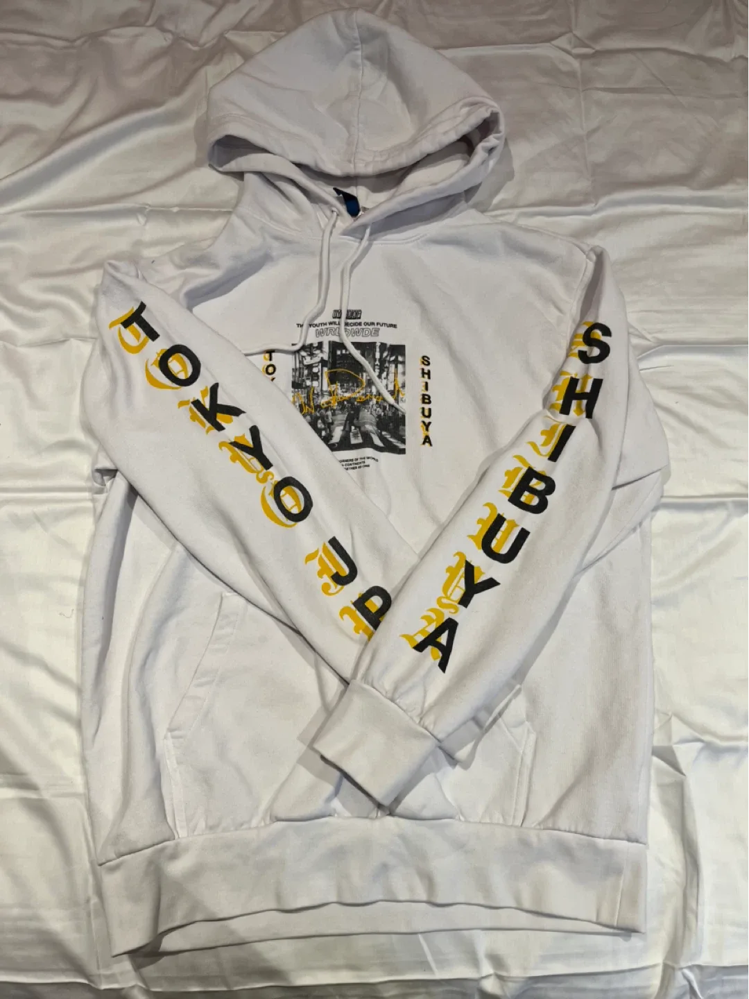 H&M White Graphic Hoodie - Size M image indicator(2)