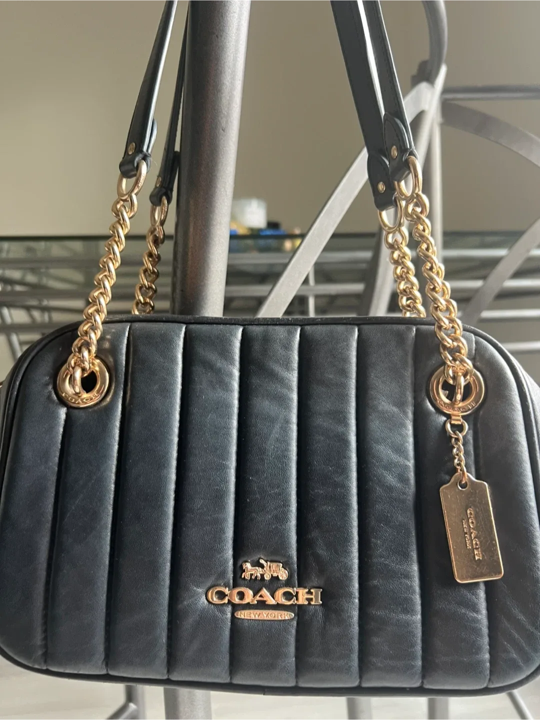 Coach Black Leather Shoulder Bag Very Elegant image indicator(2)