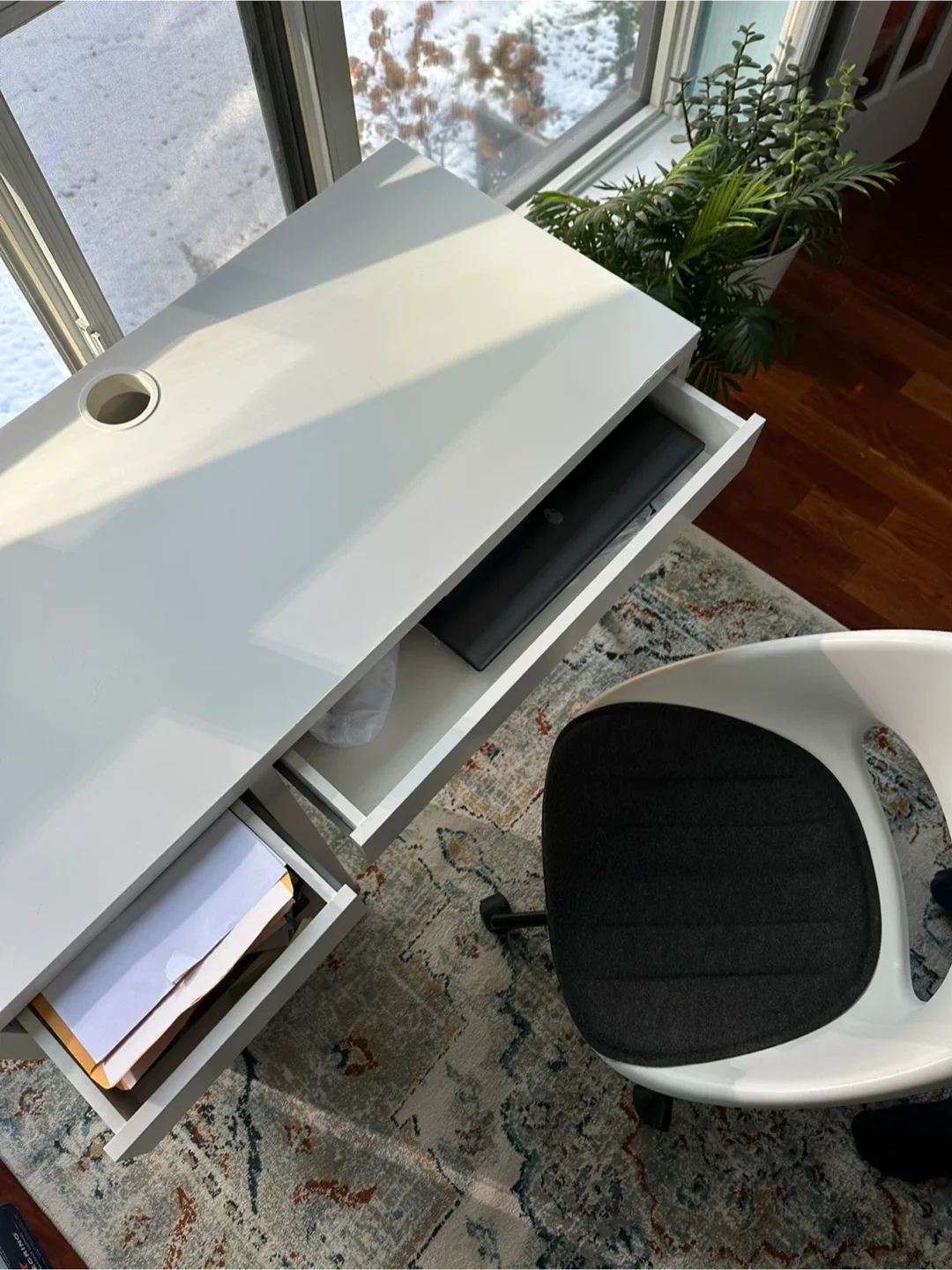 Ikea White Desk with Drawers and Chair (set) image indicator(3)