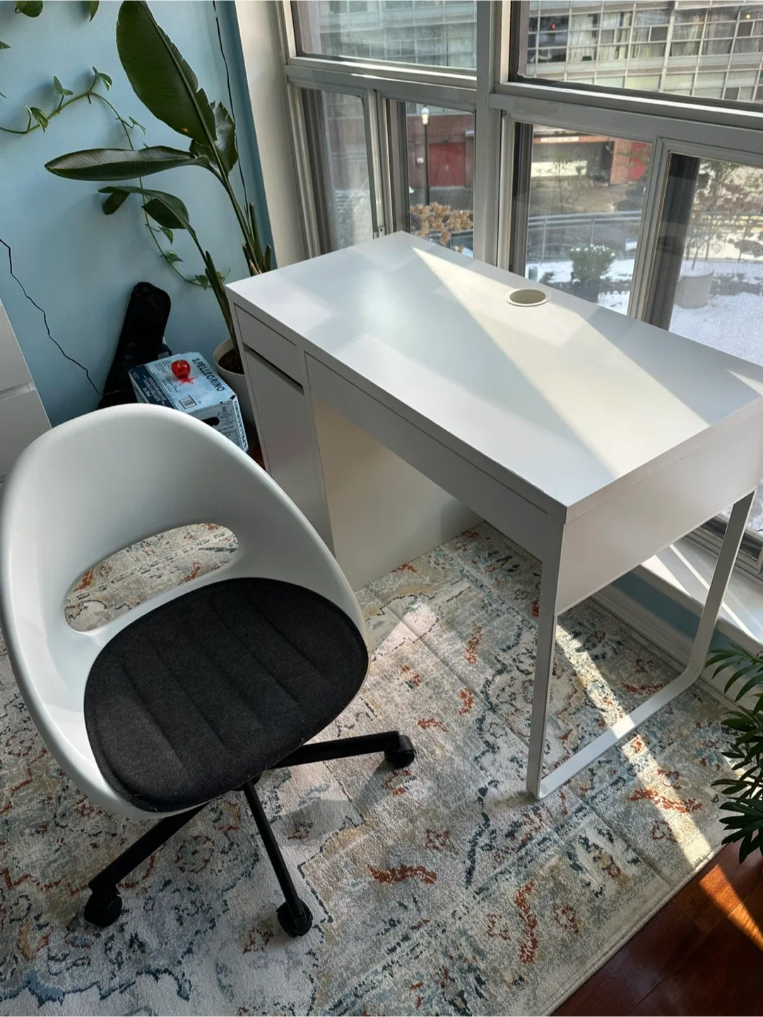 Ikea White Desk with Drawers and Chair (set) image indicator(2)