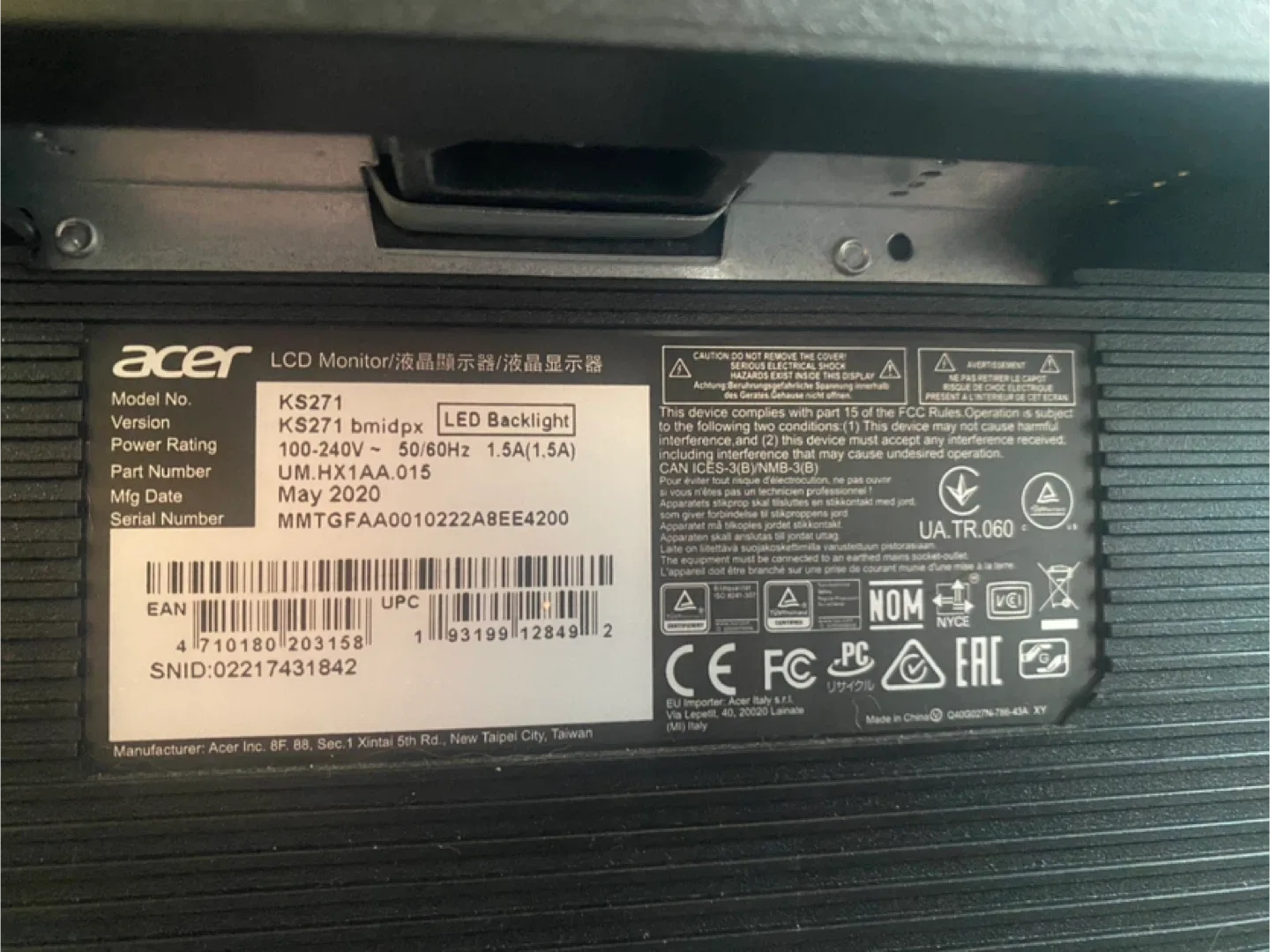 Acer LCD Monitor image indicator(2)