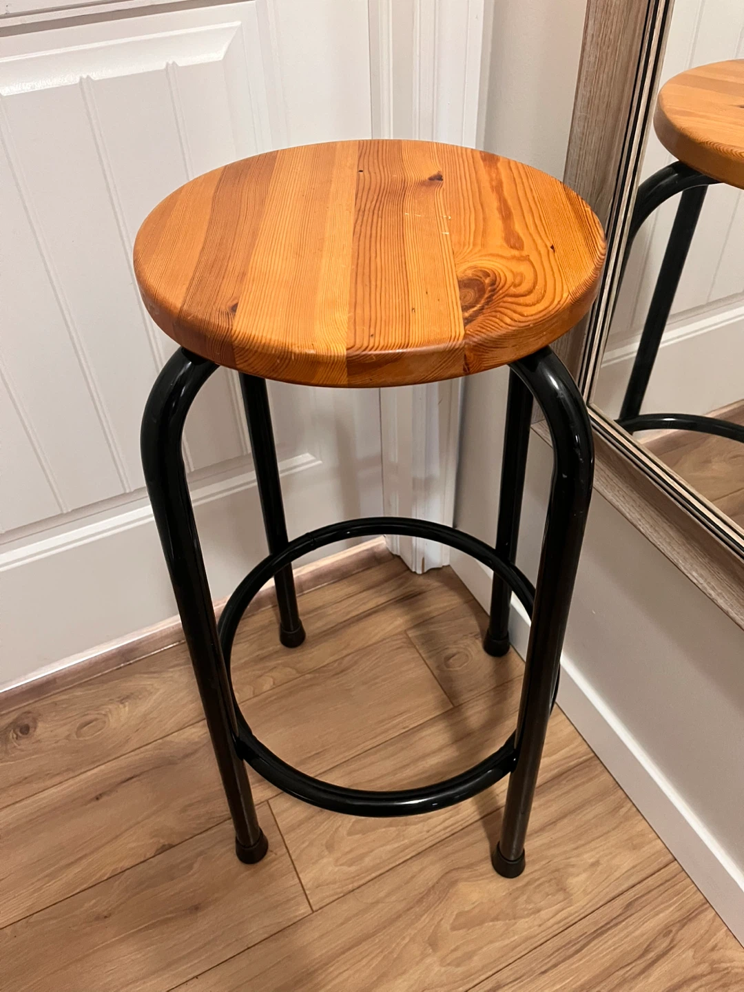Black Chrome Wooden Barstool / Plants Stand - photo 2