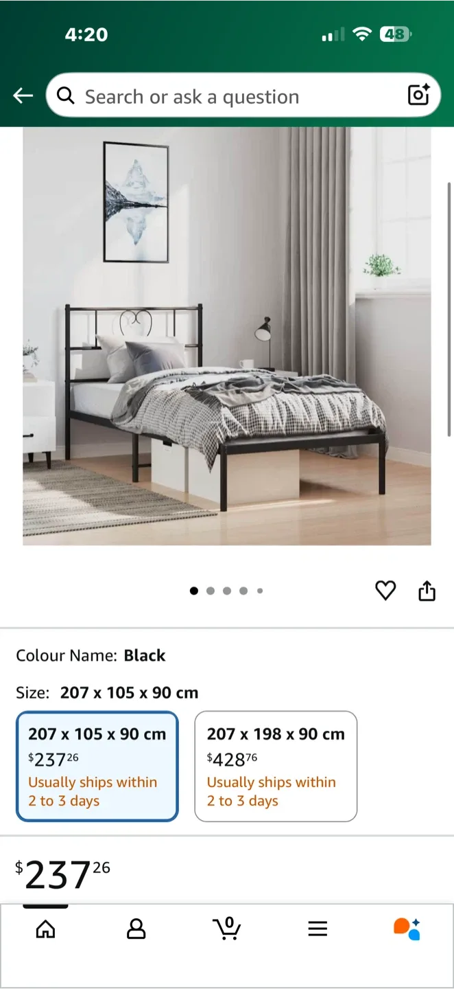 Twin Bed Frame with 6” Spring Mattress