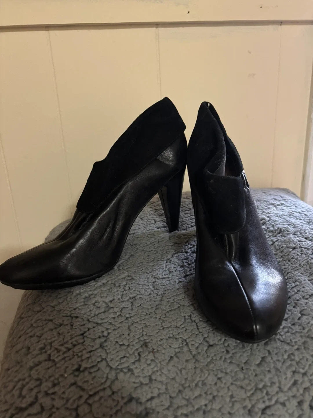 Black Leather Ankle Booties