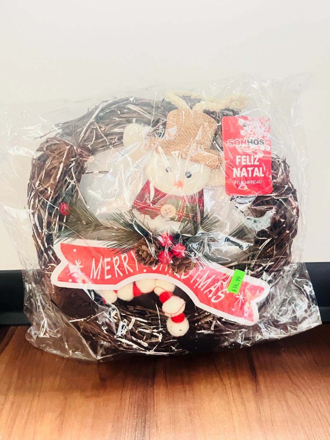 Christmas Wreath with Reindeer Decor
