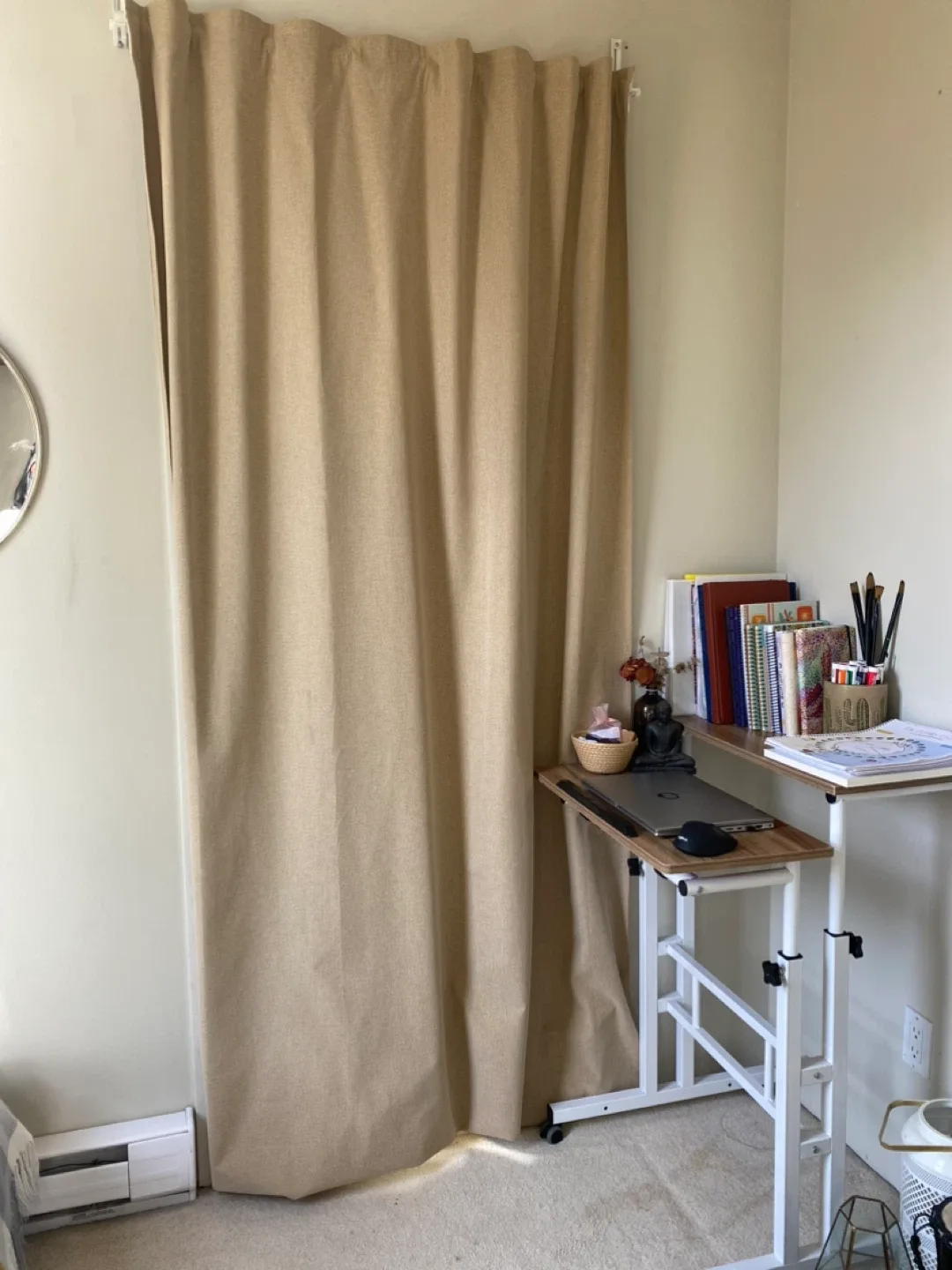 4 Blackout Beige Curtains + 3 Curtain Rods/bracket (white) image indicator(3)