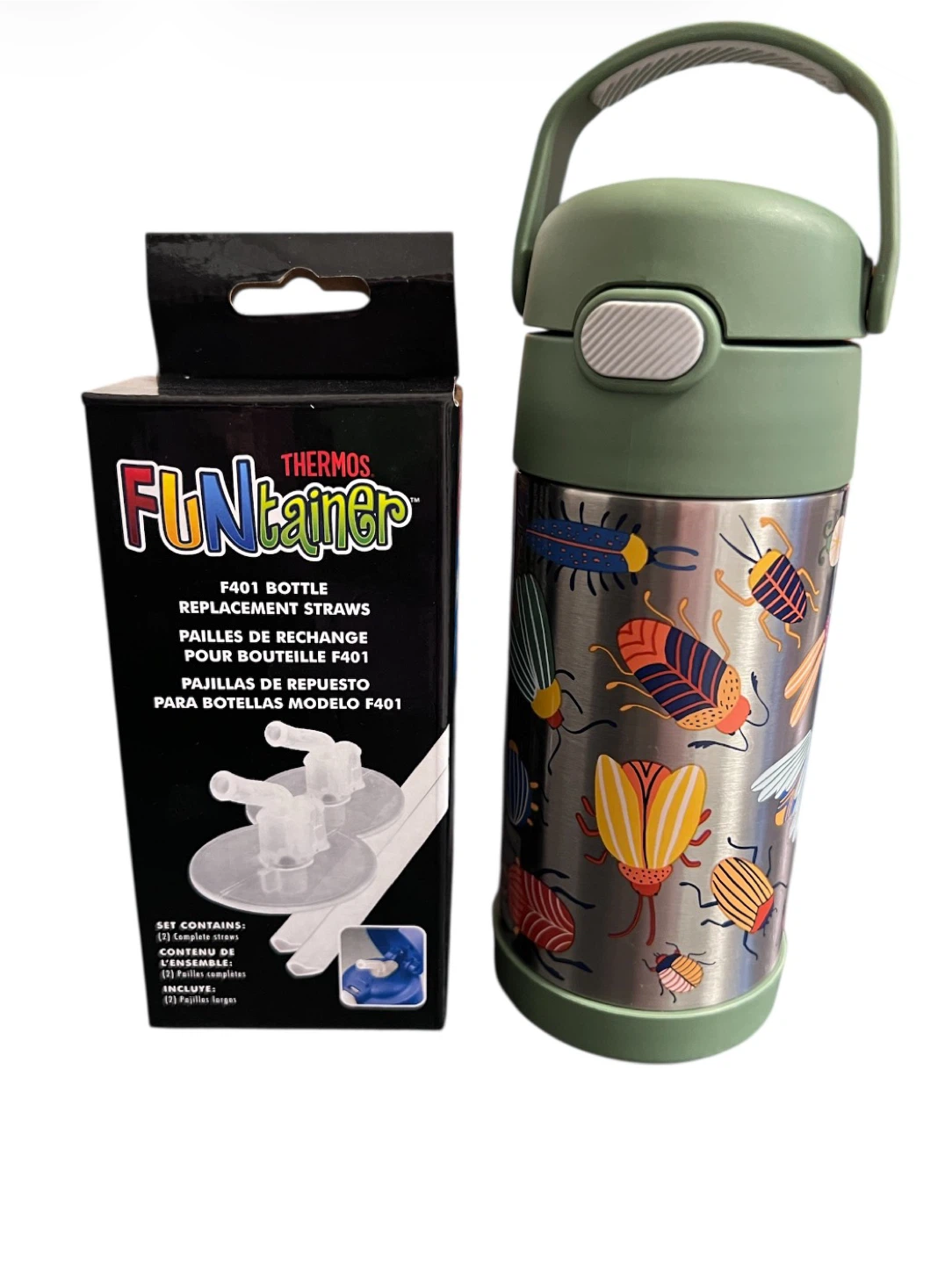 Thermos FUNtainer Bottle + Replacement Straw Pack – Brand New
