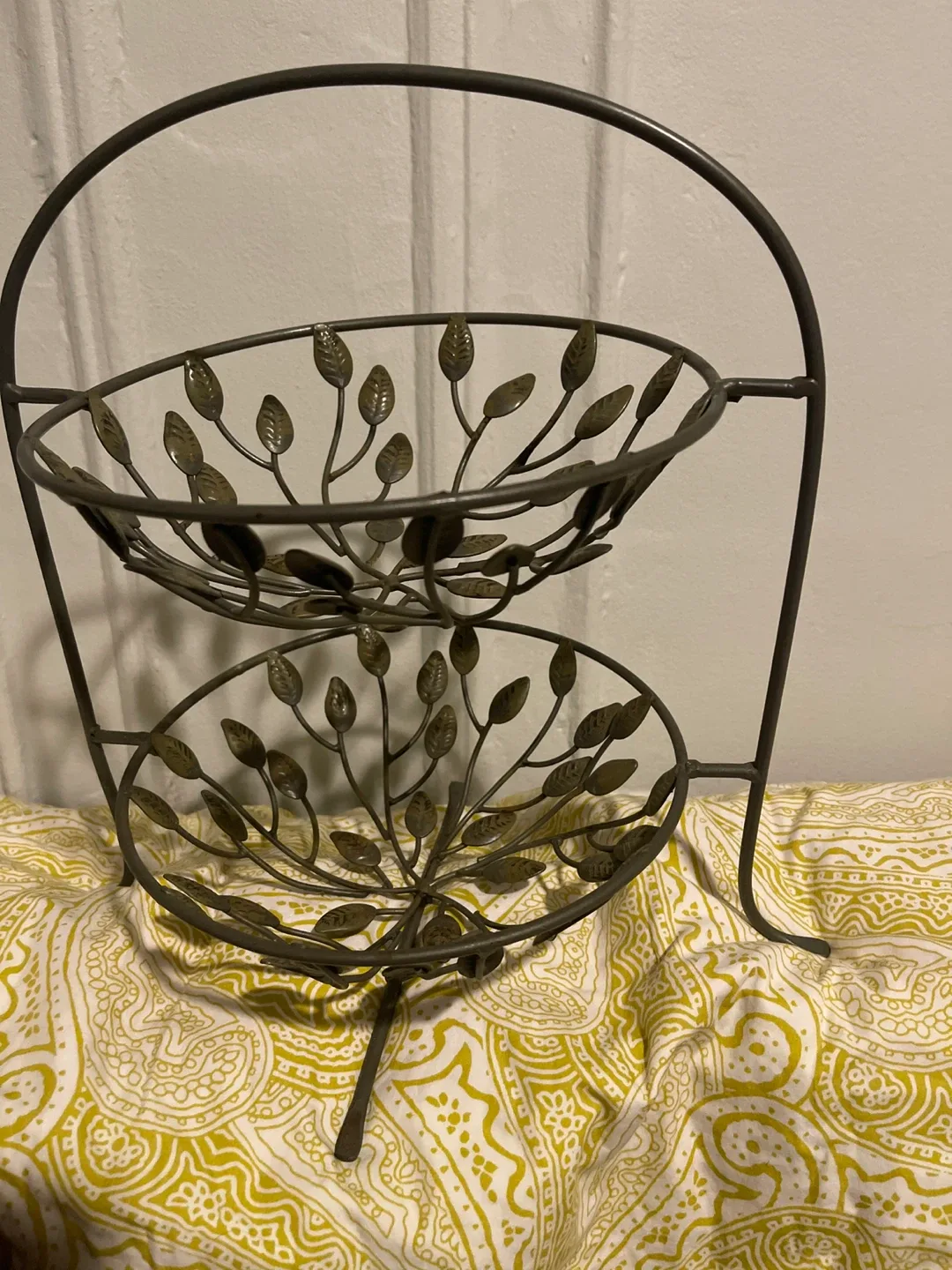 Two-Tiered Metal Fruit Basket