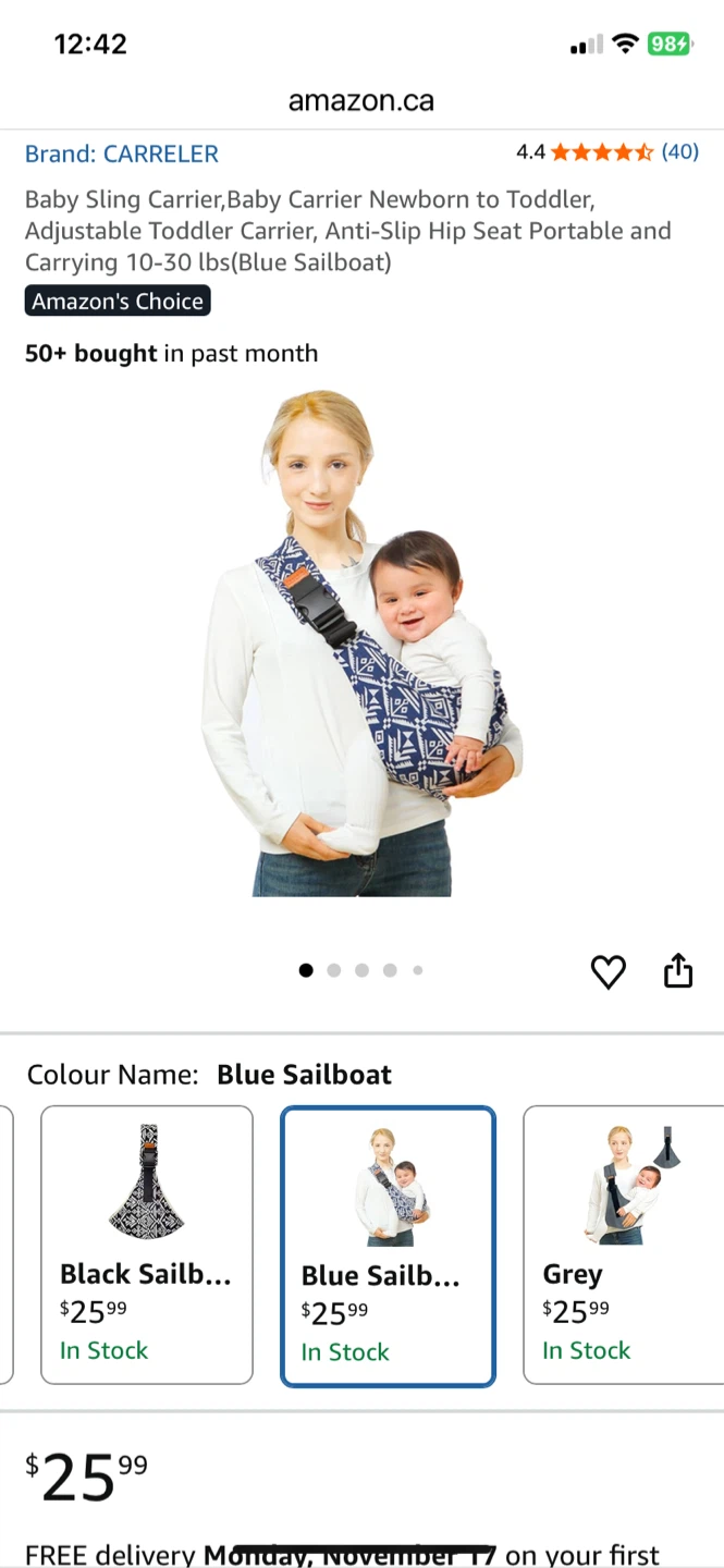 Carreler Blue Sailboat Baby Sling Carrier - photo 4