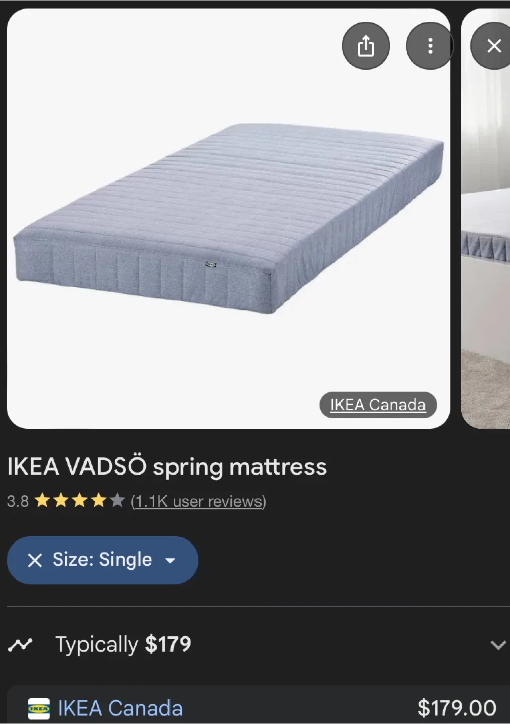 IKEA Hemnes Twin Bed Frame & VADSÖ Mattress image indicator(2)