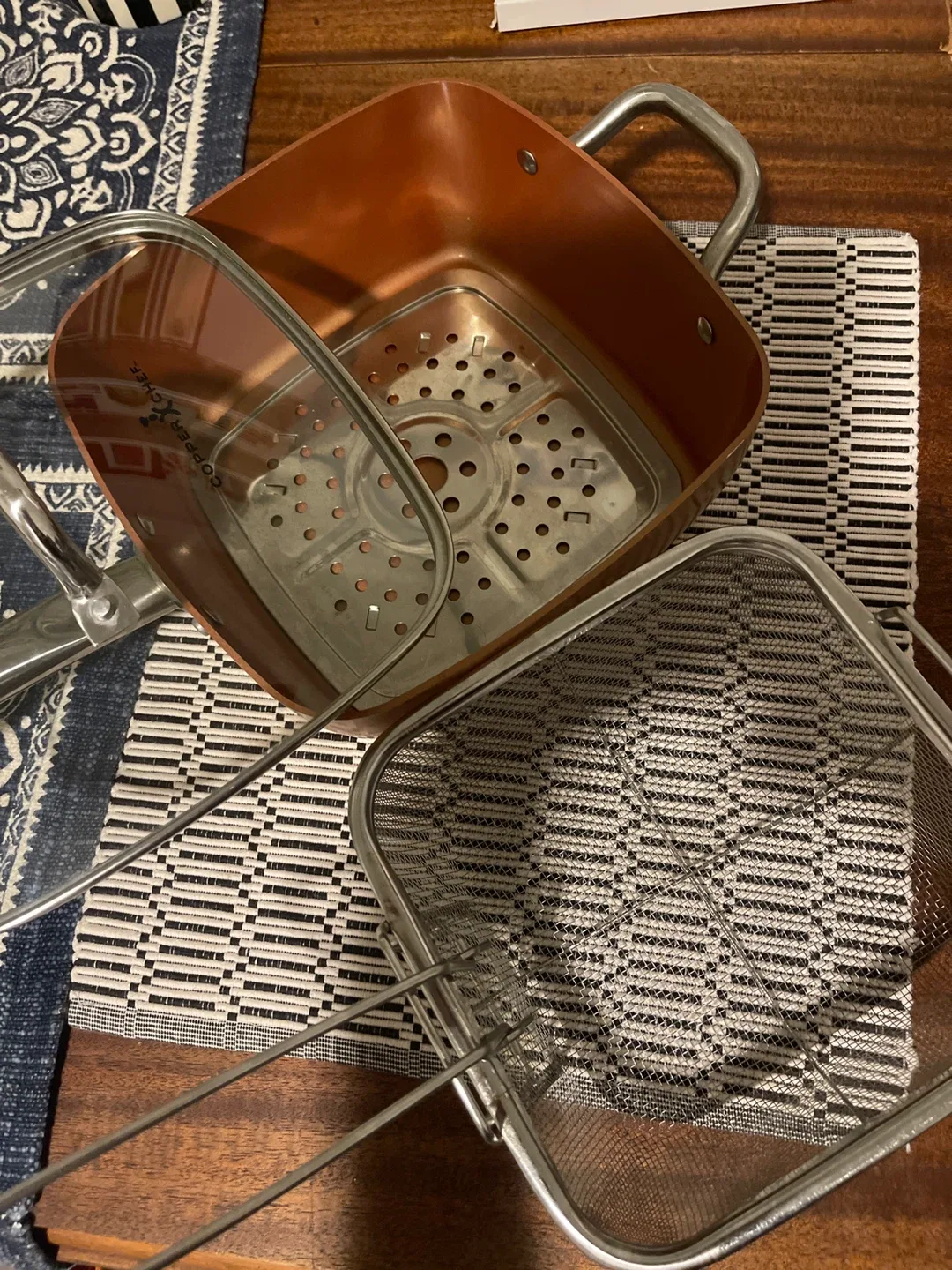 Copper Chef Square Fry Pan with Fry Basket image indicator(2)