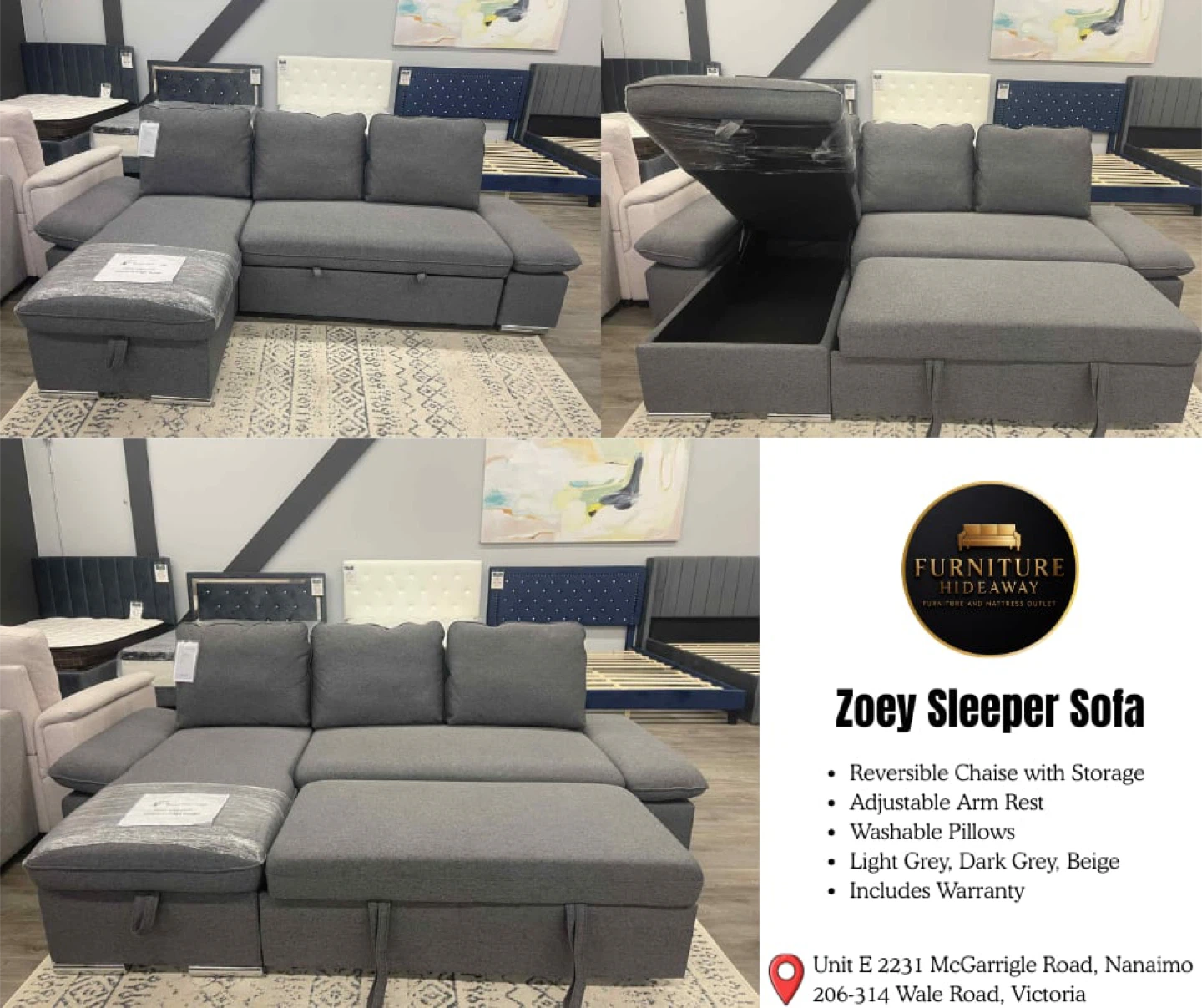 Sleeper Sofa with Storage and Reversible Chaise- SALE 🔥