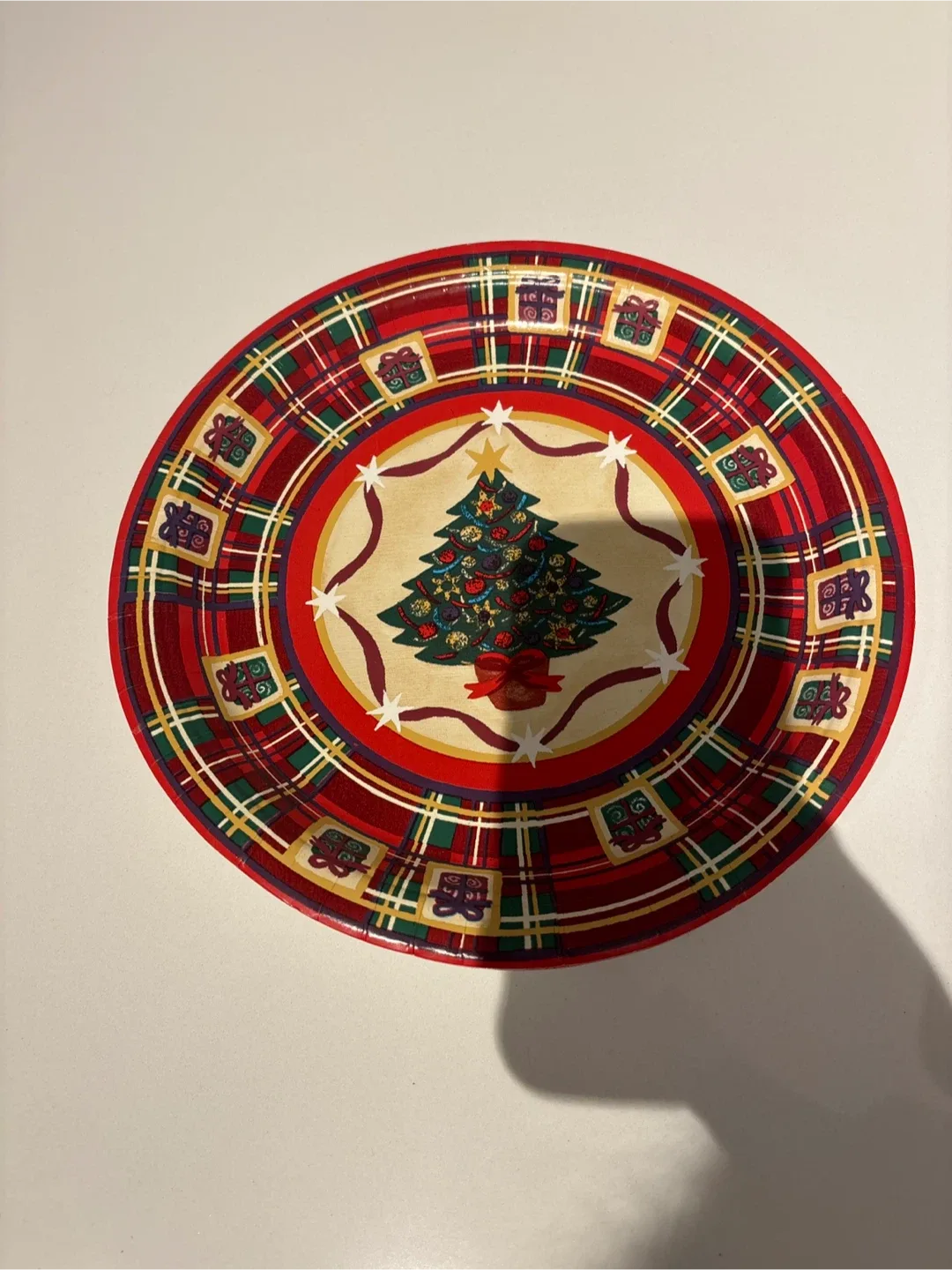 Christmas Tree Plaid Paper Plate