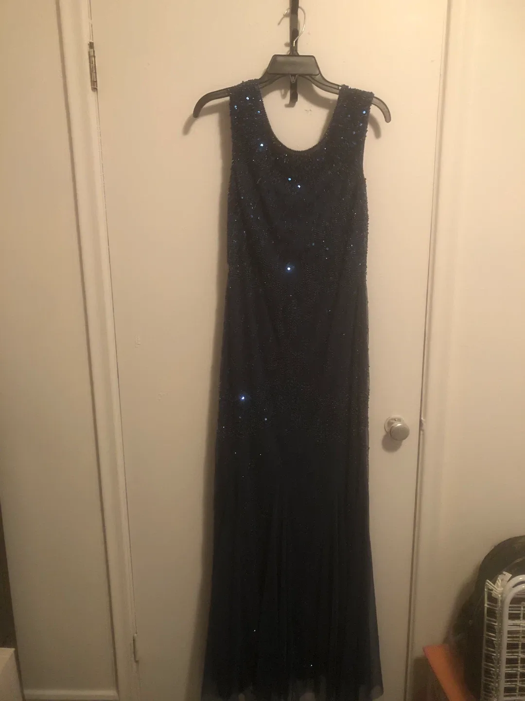 David's Bridal Navy Blue Beaded Dress image indicator(2)