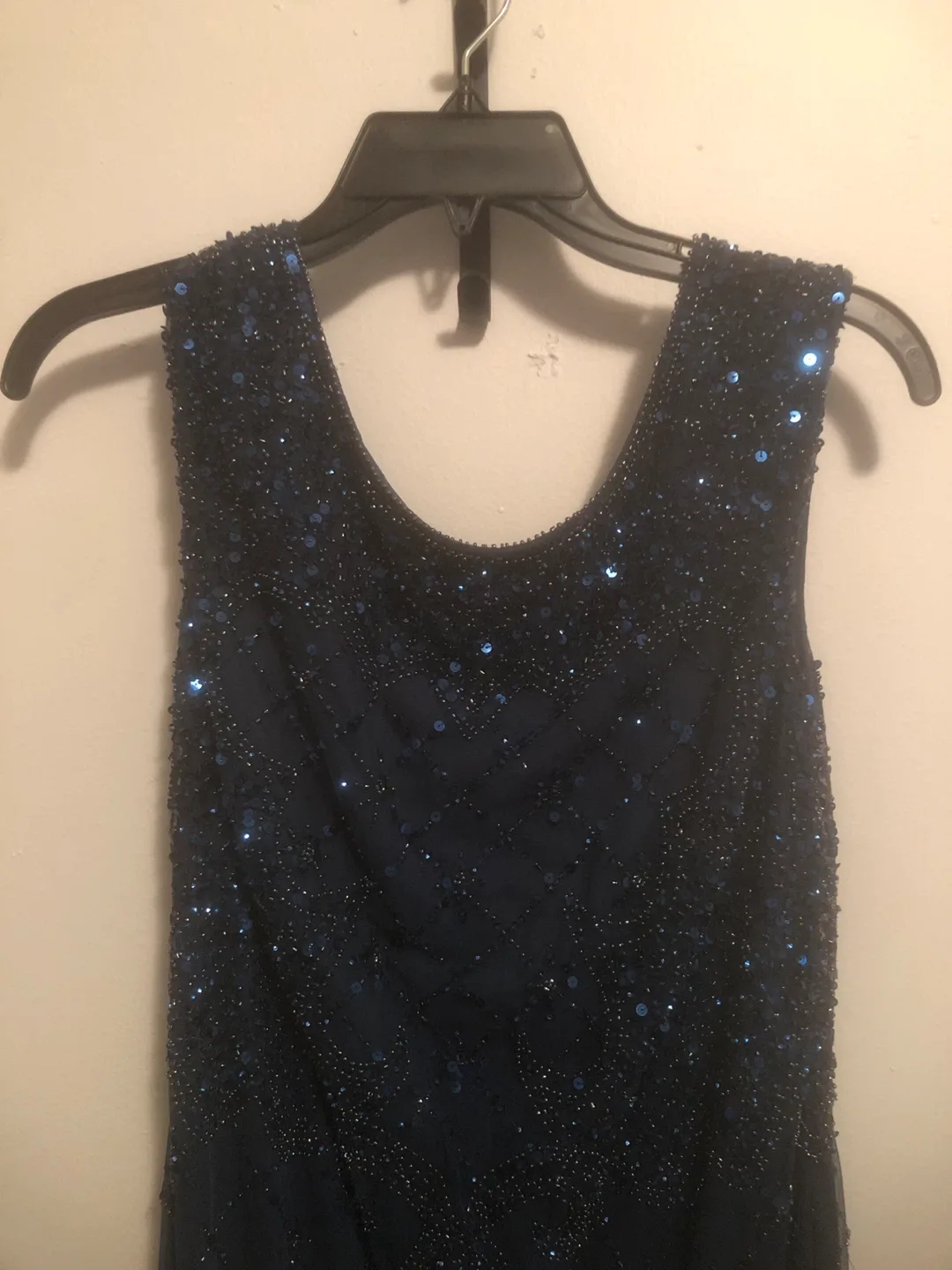 David's Bridal Navy Blue Beaded Dress image indicator(3)