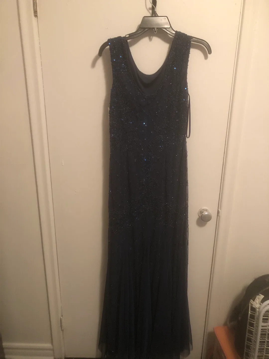 David's Bridal Navy Blue Beaded Dress image indicator(6)