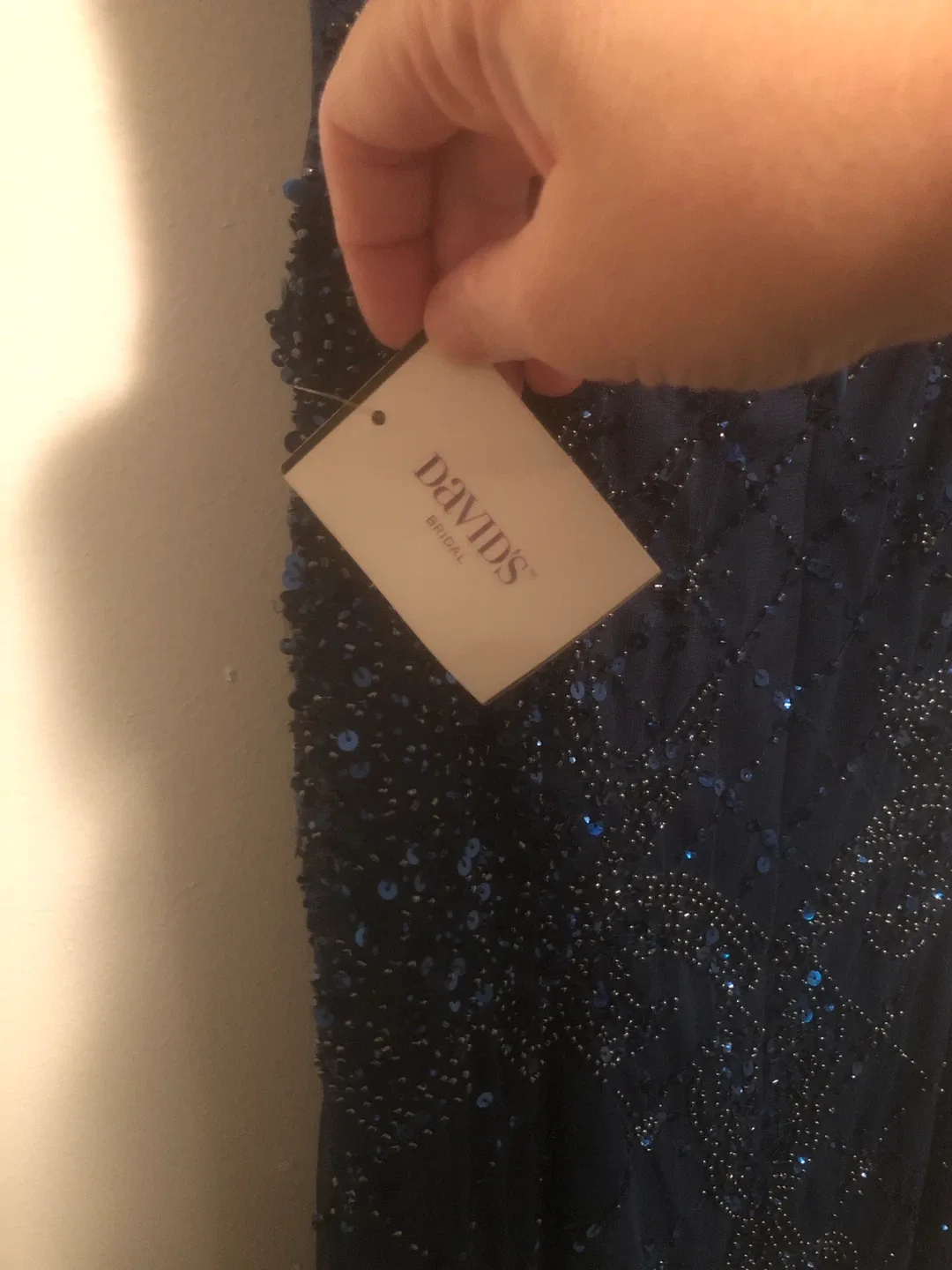 David's Bridal Navy Blue Beaded Dress image indicator(7)