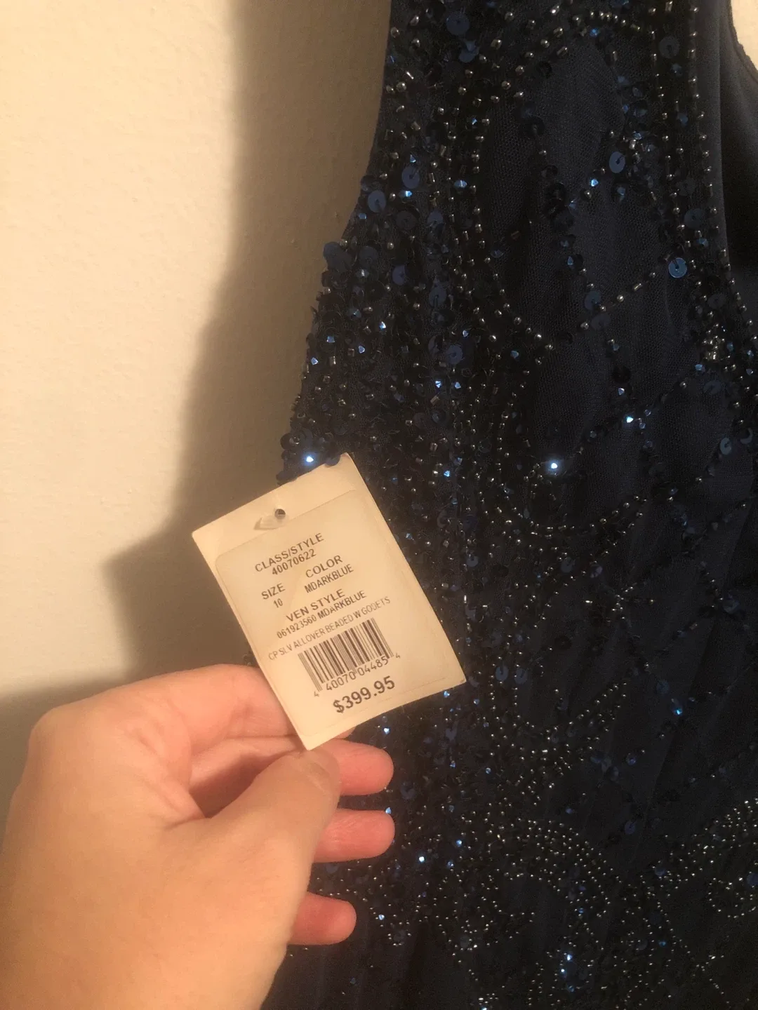David's Bridal Navy Blue Beaded Dress image indicator(8)