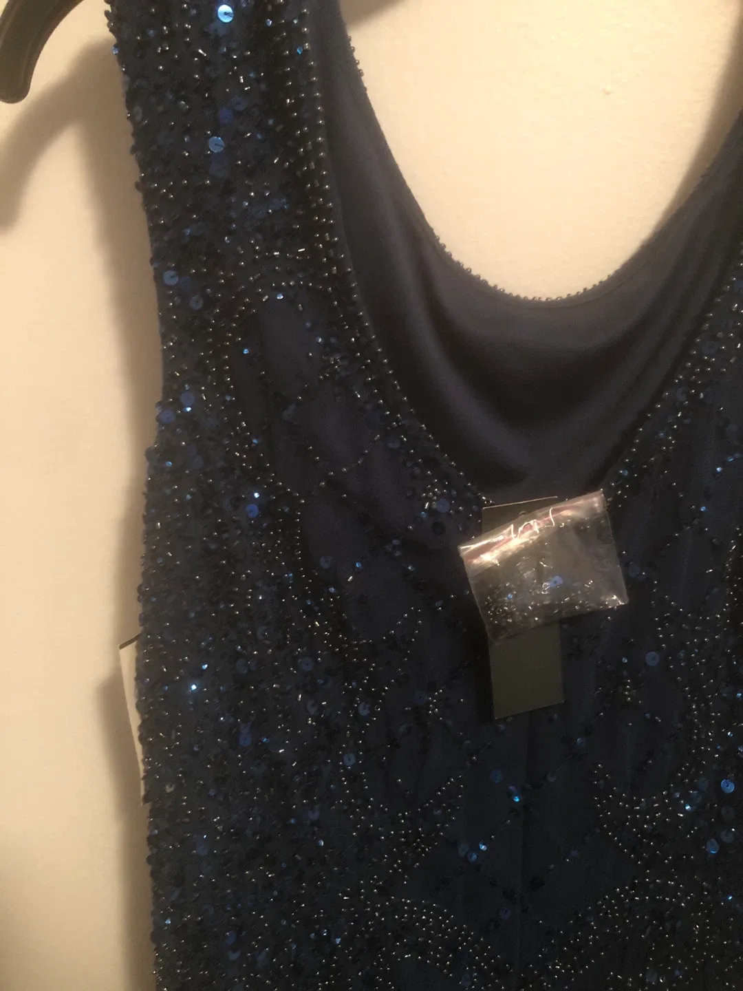 David's Bridal Navy Blue Beaded Dress image indicator(10)