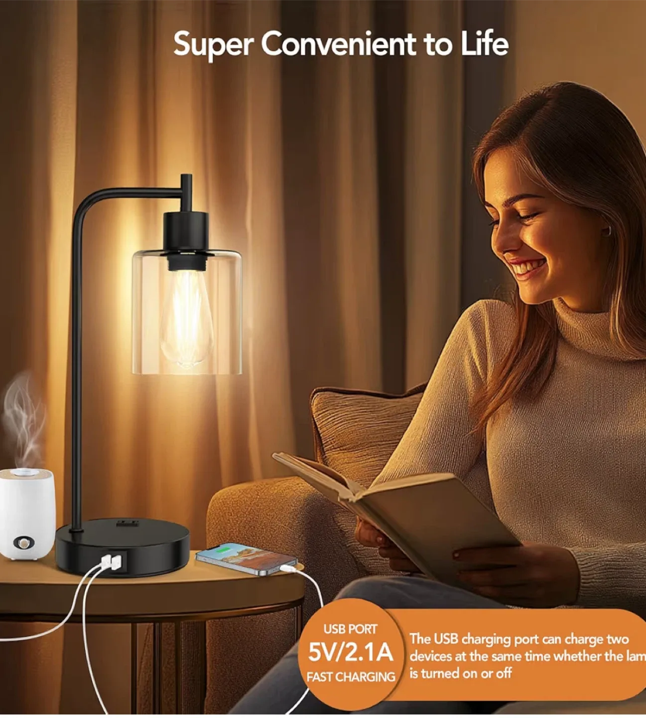 Table Lamp with USB Charging Port image indicator(2)