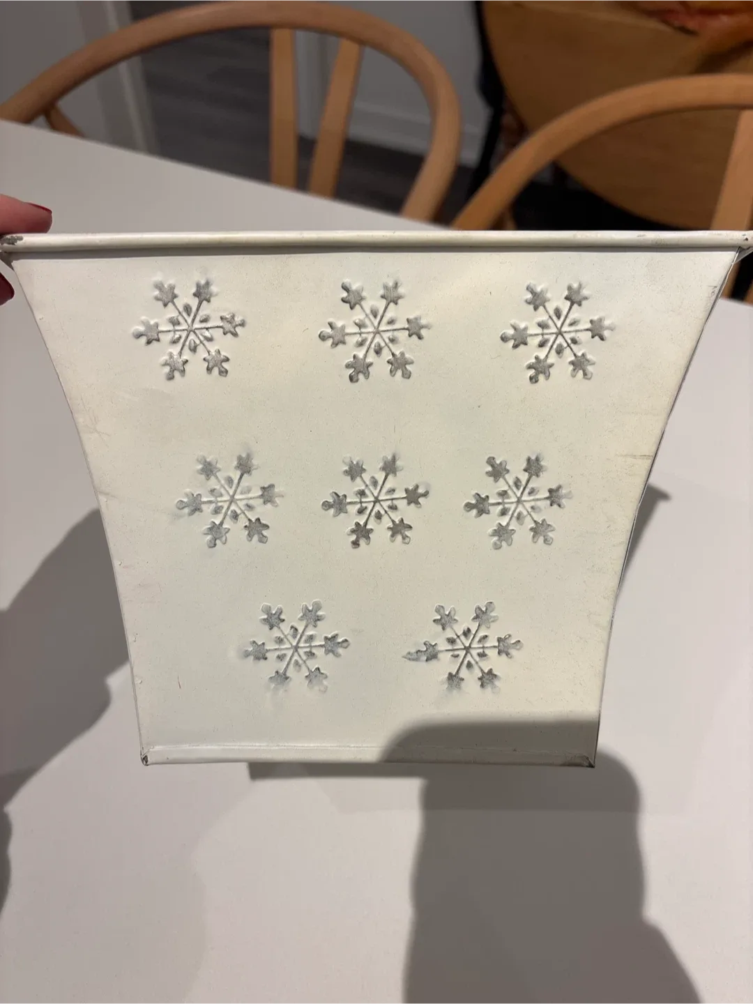 White Metal Snowflake Planter