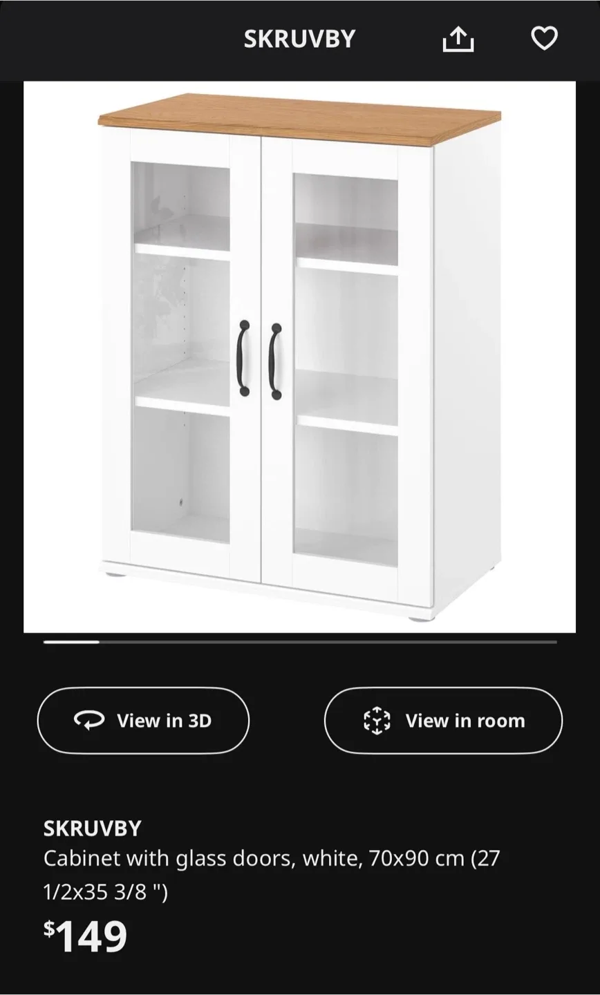 IKEA SKRUVBY Cabinet with Glass Doors - White image indicator(2)