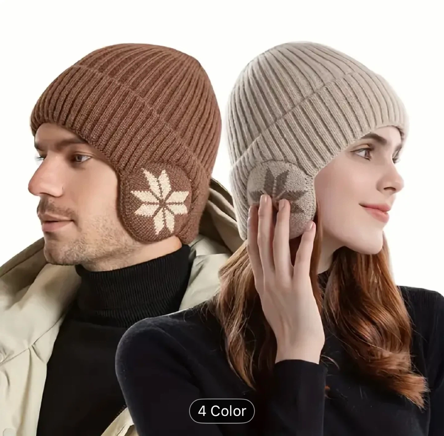 Unisex Winter Beanie Hat with Ear Flaps